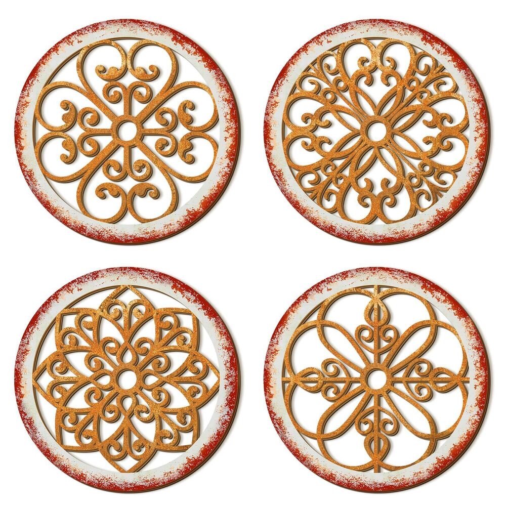 3017 4 Pcs Thicken Rustic Wall Decor Farmhouse Kitchen Wall Round Art